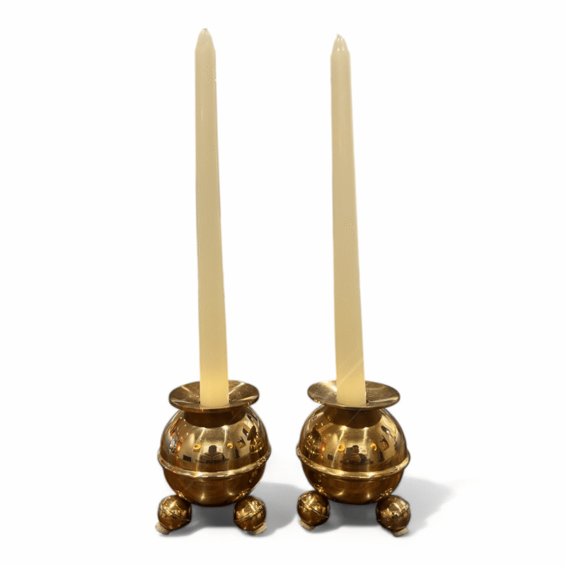 Pair of Gusum Brass Modernist Candlesticks